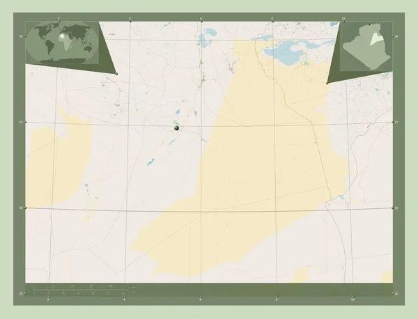 阿尔及利亚省Ouargla 开放街道地图 角辅助位置图 — 图库照片