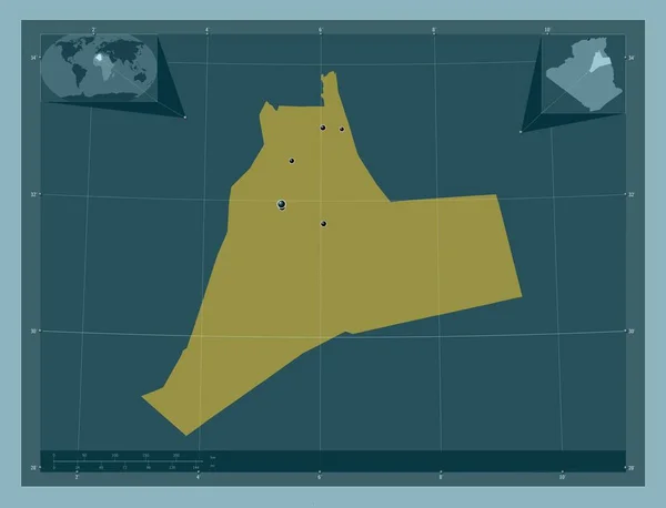 Ouargla Provincia Algeria Forma Tinta Unita Località Delle Principali Città — Foto Stock