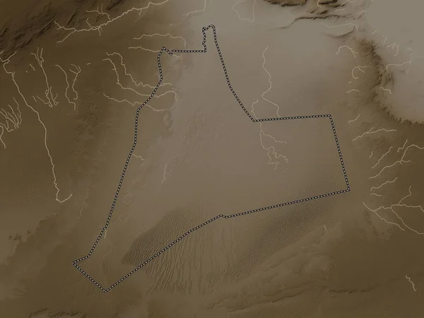 Ouargla Provincia Argelia Mapa Elevación Coloreado Tonos Sepia Con Lagos — Foto de Stock