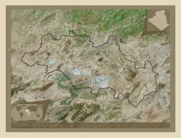 Oum Bouaghi Επαρχία Αλγερίας Υψηλής Ανάλυσης Δορυφορικός Χάρτης Γωνιακοί Χάρτες — Φωτογραφία Αρχείου
