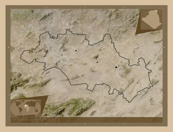 Oum Bouaghi Επαρχία Αλγερίας Δορυφορικός Χάρτης Χαμηλής Ανάλυσης Τοποθεσίες Μεγάλων — Φωτογραφία Αρχείου