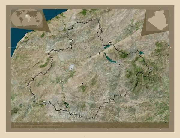 Relizane Επαρχία Της Αλγερίας Υψηλής Ανάλυσης Δορυφορικός Χάρτης Τοποθεσίες Μεγάλων — Φωτογραφία Αρχείου