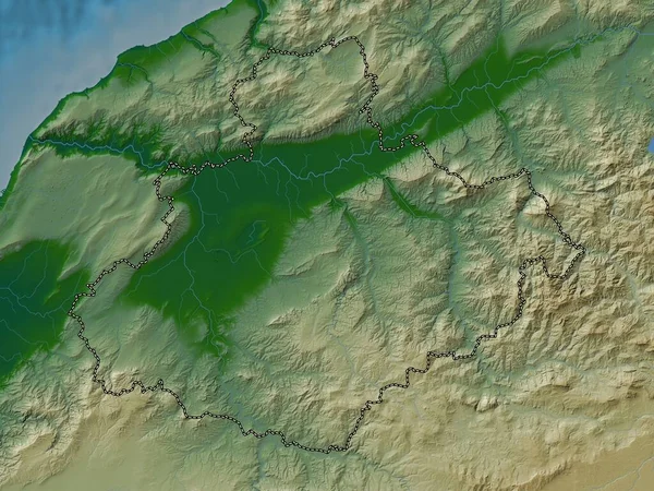 Relizane Province Algérie Carte Altitude Colorée Avec Lacs Rivières — Photo
