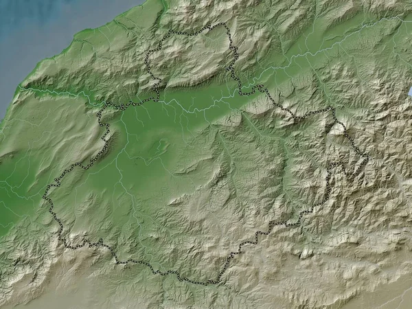 Relizane Province Algérie Carte Altitude Colorée Dans Style Wiki Avec — Photo