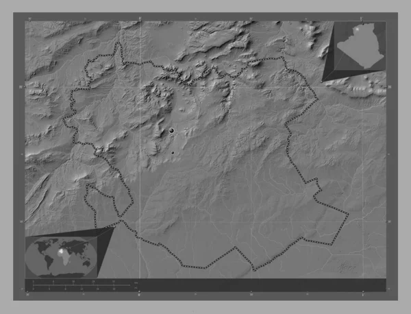 Saida Province Algérie Carte Altitude Bilevel Avec Lacs Rivières Emplacements — Photo