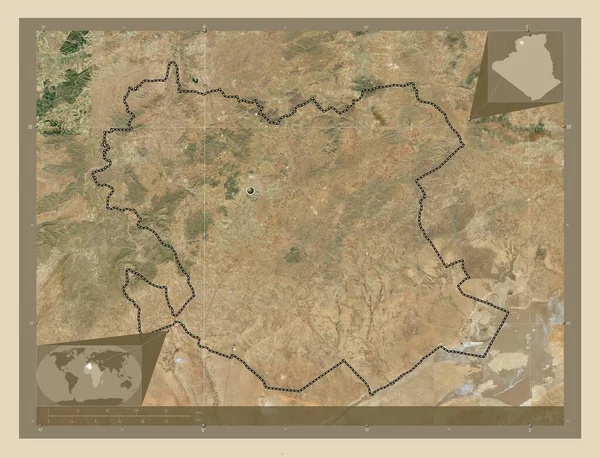 Saida Prowincja Algieria Mapa Satelity Wysokiej Rozdzielczości Pomocnicze Mapy Położenia — Zdjęcie stockowe
