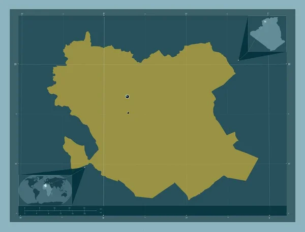 アルジェリアのサイダ しっかりした色の形 地域の主要都市の場所 コーナー補助位置図 — ストック写真