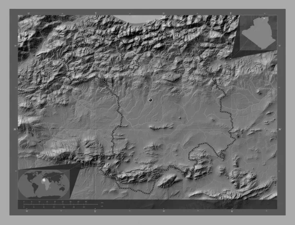 Setif Province Algeria Bilevel Elevation Map Lakes Rivers Corner Auxiliary — Stock Photo, Image