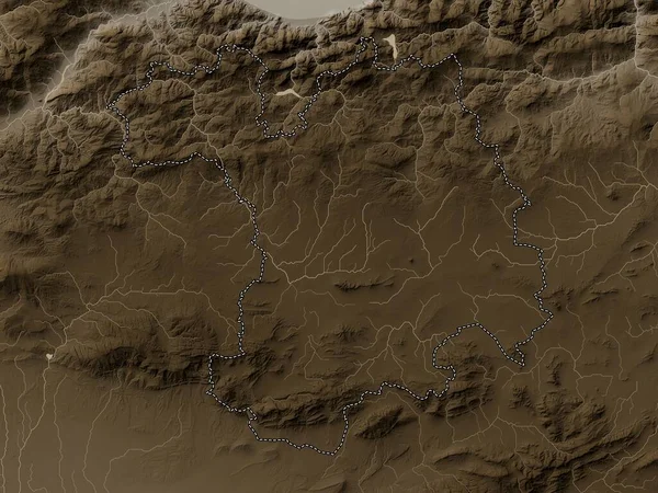 Setif Alžírsko Nadmořská Mapa Zabarvená Sépiovými Tóny Jezery Řekami — Stock fotografie