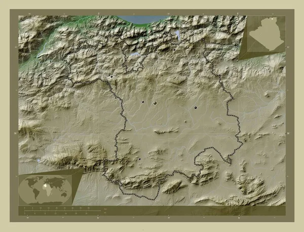 Setif Provincia Argelia Mapa Elevación Coloreado Estilo Wiki Con Lagos —  Fotos de Stock