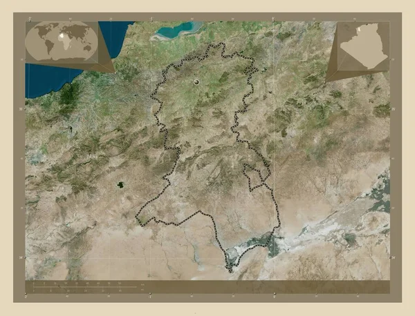アルジェリアのシディ アブ州 高解像度衛星地図 コーナー補助位置図 — ストック写真
