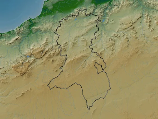Сіді Бел Аббс Провінція Алжир Кольорові Карти Висот Озерами Річками — стокове фото