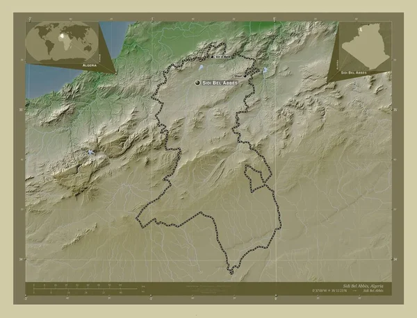 Сиди Бел Аббес Провинция Алжир Карта Высоты Окрашенная Вики Стиле — стоковое фото