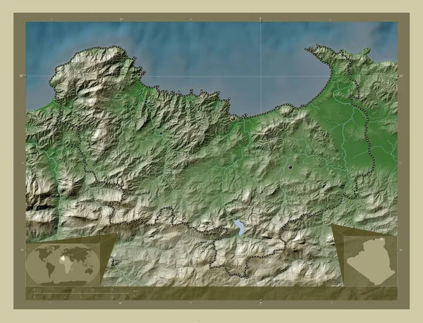 Skikda Province Algeria Elevation Map Colored Wiki Style Lakes Rivers — Stock Photo, Image