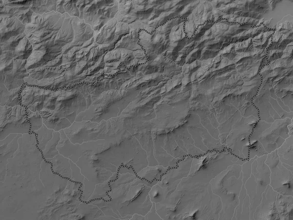 Souk Ahras Province Algeria Grayscale Elevation Map Lakes Rivers — Stock Photo, Image