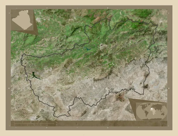 Souk Ahras 阿尔及利亚省 高分辨率卫星地图 角辅助位置图 — 图库照片