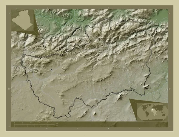 Souk Ahras Provincia Algeria Mappa Elevazione Colorata Stile Wiki Con — Foto Stock