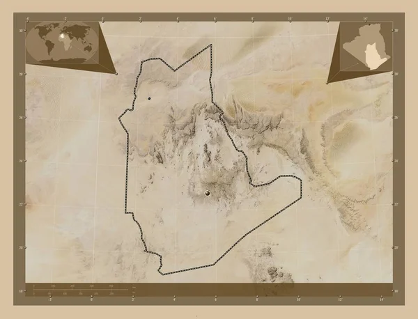 Тамангассет Провінція Алжир Супутникова Карта Низькою Роздільною Здатністю Розташування Великих — стокове фото