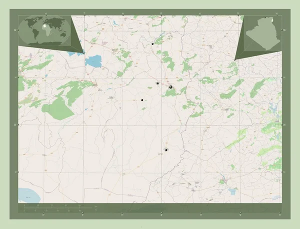 Tebessa Prowincja Algierii Otwórz Mapę Ulic Lokalizacje Dużych Miast Regionu — Zdjęcie stockowe