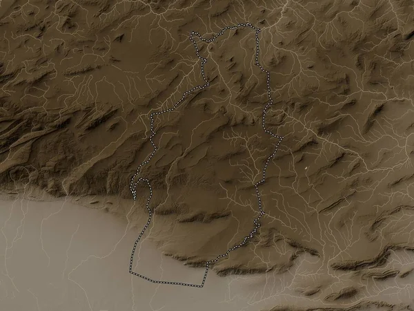Tebessa Provincia Argelia Mapa Elevación Coloreado Tonos Sepia Con Lagos —  Fotos de Stock