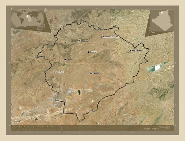 Tiaret Prowincja Algieria Mapa Satelity Wysokiej Rozdzielczości Lokalizacje Nazwy Głównych — Zdjęcie stockowe