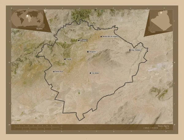 Tiaret Provincia Argelia Mapa Satelital Baja Resolución Ubicaciones Nombres Las —  Fotos de Stock