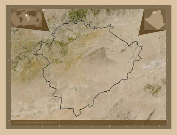 Tiaret Provincia Argelia Mapa Satelital Baja Resolución Mapas Ubicación Auxiliares —  Fotos de Stock