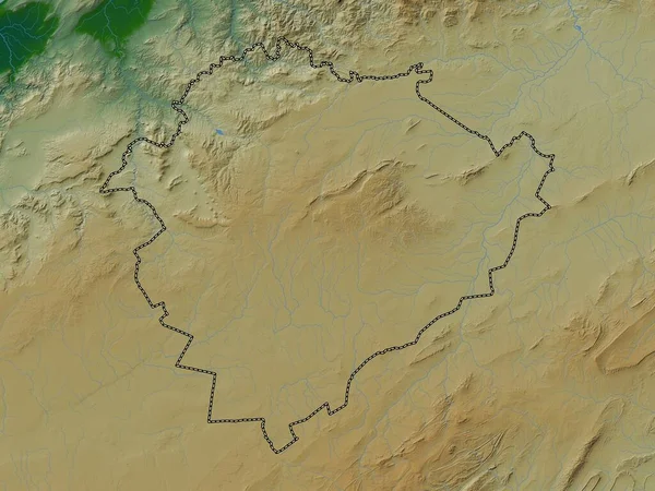 Tiaret Provincie Algerije Gekleurde Hoogtekaart Met Meren Rivieren — Stockfoto