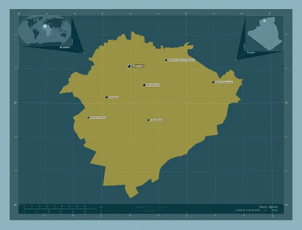 Tiaret Provincia Algeria Forma Tinta Unita Località Nomi Delle Principali — Foto Stock