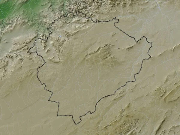 阿尔及利亚省提亚雷特 带有湖泊和河流的Wiki风格的高程图 — 图库照片
