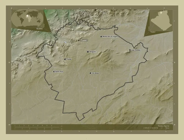 Tiaret Province Algérie Carte Altitude Colorée Dans Style Wiki Avec — Photo