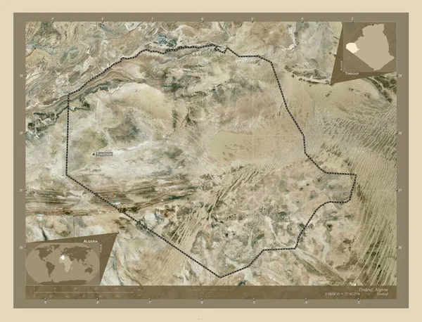 Tindouf Província Argélia Mapa Satélite Alta Resolução Locais Nomes Das — Fotografia de Stock