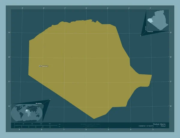 Tindouf Provincia Argelia Forma Color Sólido Ubicaciones Nombres Las Principales — Foto de Stock