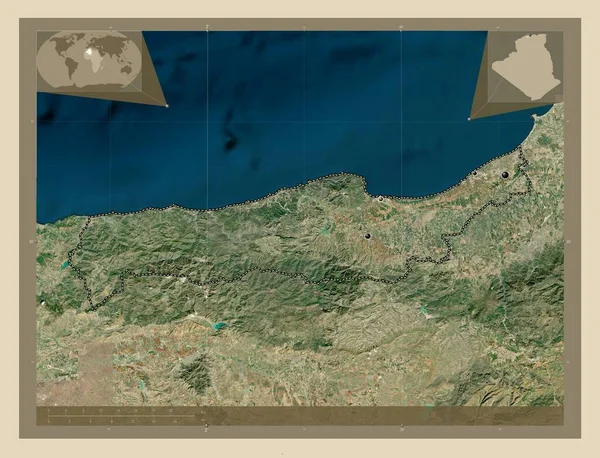 Tipaza Cezayir Eyaleti Yüksek Çözünürlüklü Uydu Bölgenin Büyük Şehirlerinin Yerleri — Stok fotoğraf