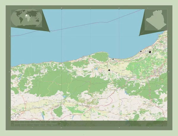 Tipaza Provincia Algeria Mappa Stradale Aperta Località Delle Principali Città — Foto Stock