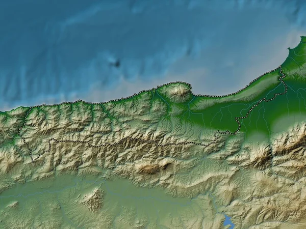 Tipaza Provincie Algerije Gekleurde Hoogtekaart Met Meren Rivieren — Stockfoto