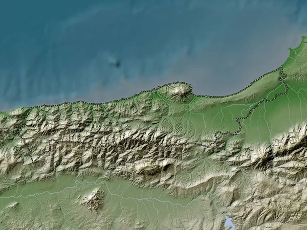 Tipaza Province Algeria Elevation Map Colored Wiki Style Lakes Rivers — Stock Photo, Image