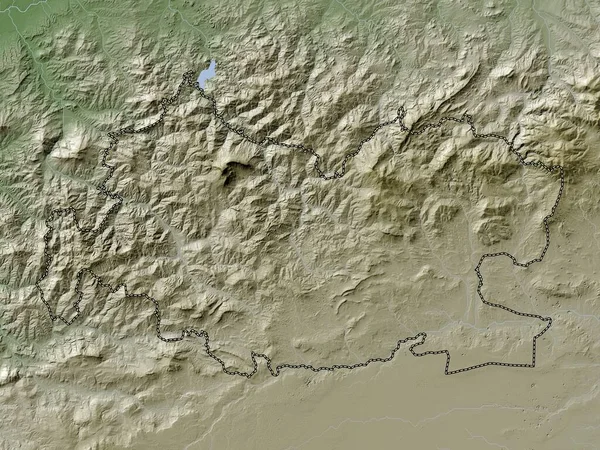 Tissemsilt Cezayir Vilayeti Yükseklik Haritası Göller Nehirlerle Wiki Stilinde Renklendirilmiştir — Stok fotoğraf
