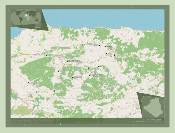 Тизи Узу Провинция Алжир Карта Улиц Места Названия Крупных Городов — стоковое фото