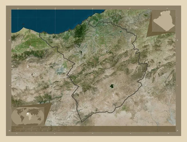 Tlemcen Província Argélia Mapa Satélite Alta Resolução Mapa Localização Auxiliar — Fotografia de Stock