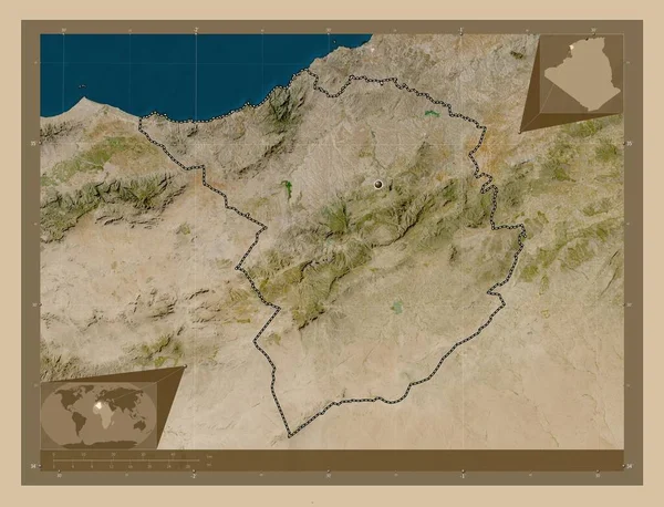 アルジェリアのテルメン州 低解像度衛星地図 コーナー補助位置図 — ストック写真