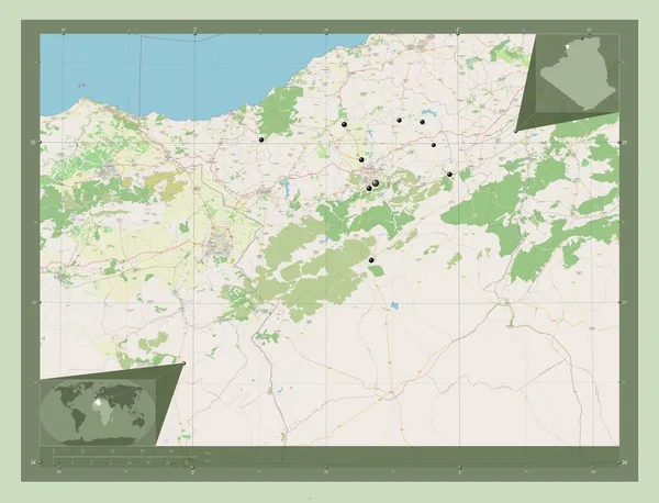 Tlemcen Provincia Argelia Open Street Map Ubicaciones Las Principales Ciudades — Foto de Stock