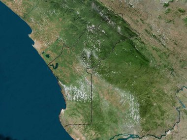 Cabinda, Angola vilayeti. Yüksek çözünürlüklü uydu haritası