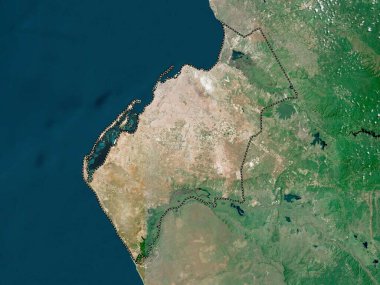 Luanda, Angola vilayeti. Yüksek çözünürlüklü uydu haritası