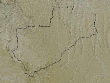 Lunda Norte, Angola vilayeti. Yükseklik haritası göller ve nehirlerle wiki stilinde renklendirilmiştir