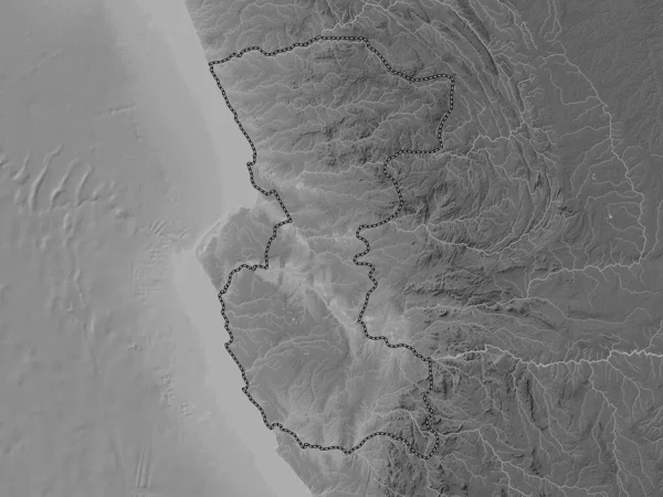 Бенго Провинция Ангола Карта Высот Оттенках Серого Озерами Реками — стоковое фото