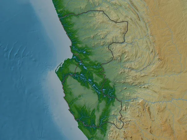 Бенго Провінція Ангола Кольорові Карти Висот Озерами Річками — стокове фото
