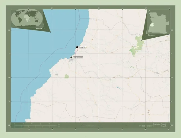 Benguela Província Angola Abrir Mapa Rua Locais Nomes Das Principais — Fotografia de Stock