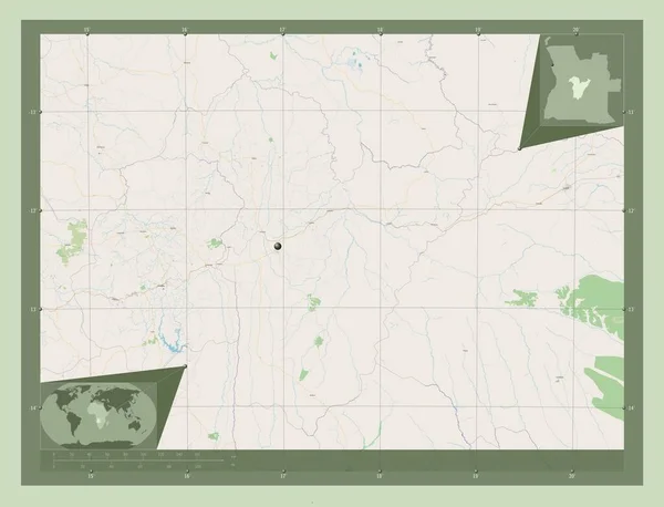 Бие Провинция Ангола Карта Улиц Вспомогательные Карты Расположения Углов — стоковое фото