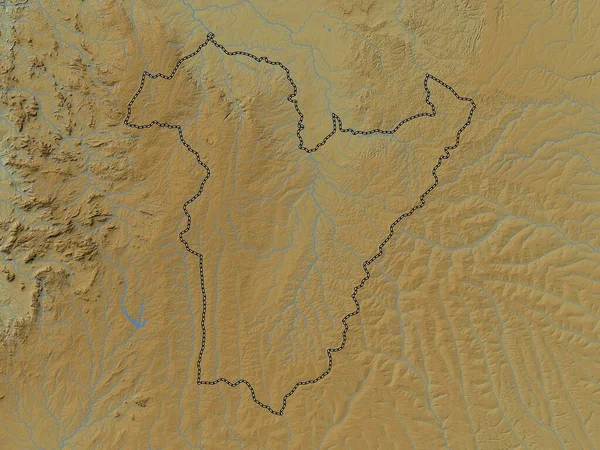 Провінція Ангола Кольорові Карти Висот Озерами Річками — стокове фото